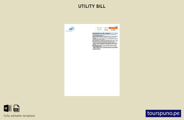 listo para imprimir la factura de servicios eléctricos PPL de EE. UU. Pensilvani